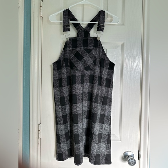 altar'd state Black and White Plaid Overall Dress M - Picture 1 of 4